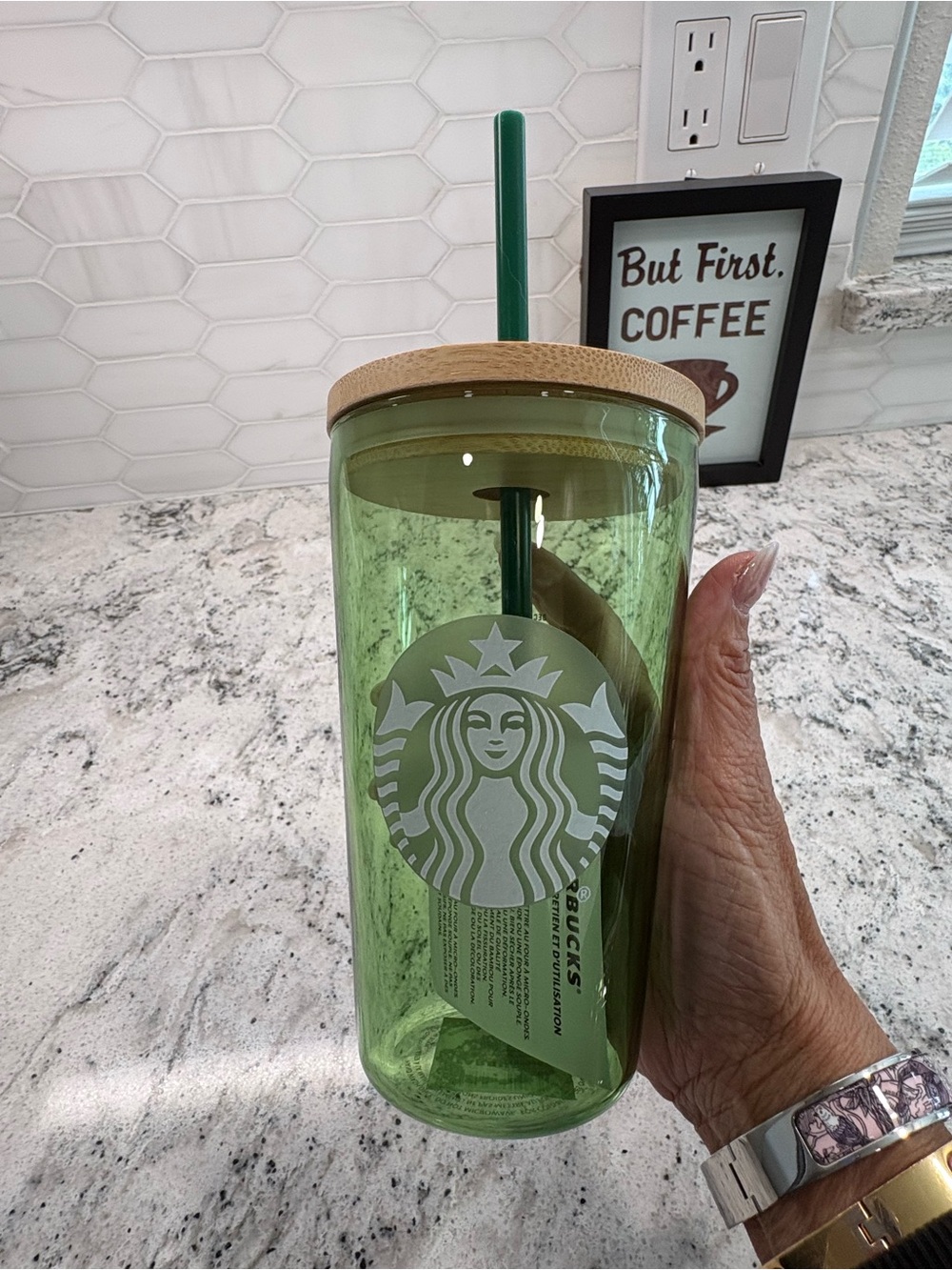 Starbucks Matcha Collection Glass Cold Cup 16 oz. New with tag. Hard to find!